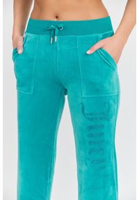 Juicy Couture - JUICY COUTURE Damskie turkusowe spodnie desowe Layla Jewelled Low Rise Pant, Rozmiar XS. Kolor: niebieski. Materiał: materiał, poliester, elastan #4