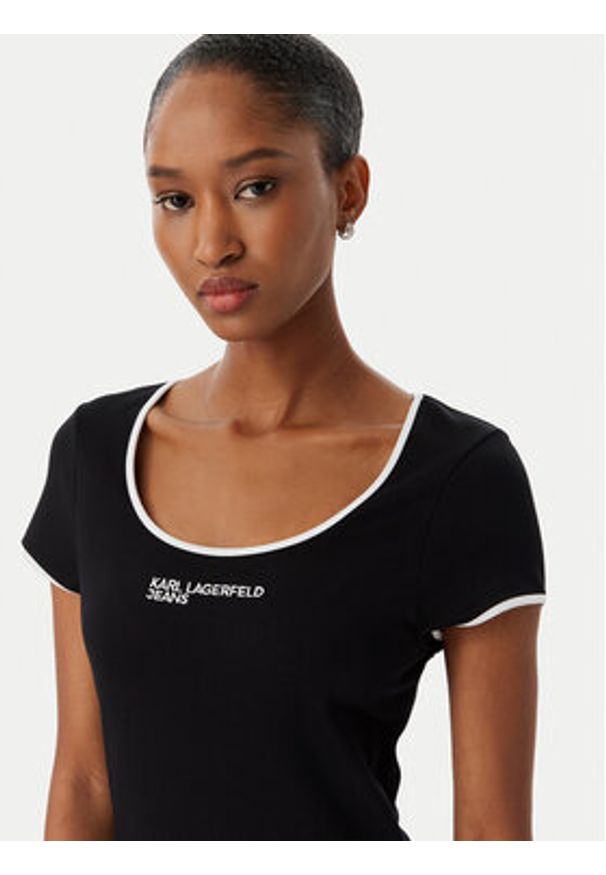 Karl Lagerfeld Jeans Sukienka codzienna B2W13045 Czarny Slim Fit. Okazja: na co dzień. Kolor: czarny. Materiał: syntetyk. Typ sukienki: proste. Styl: casual