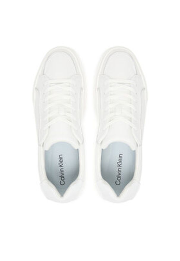 Calvin Klein Sneakersy Chunky Cupsole Lace Up Lth Pinch YM0YM01454 Biały. Kolor: biały. Materiał: skóra