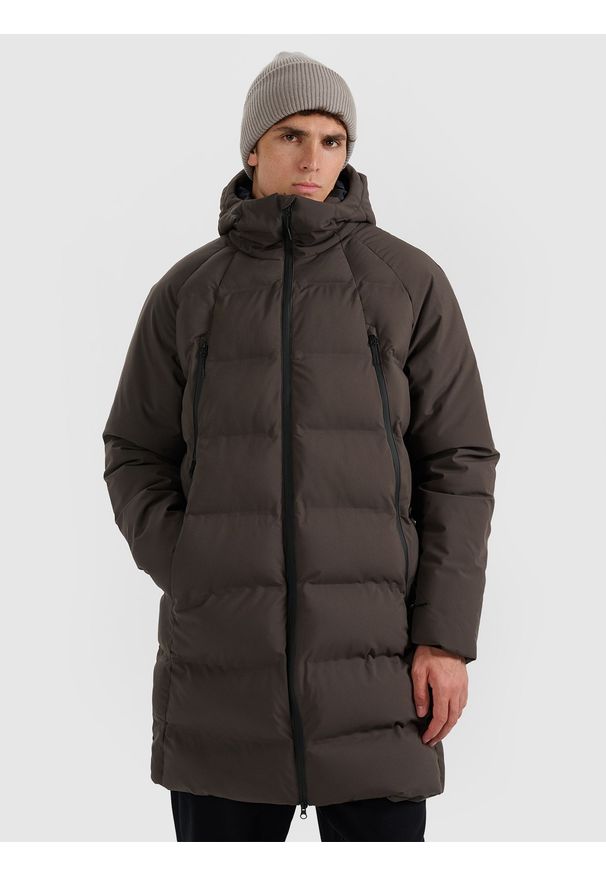 4f - 4F Płaszcz zimowy membrana 10000 męski - khaki XXL. Okazja: na co dzień. Kolor: oliwkowy, brązowy, wielokolorowy. Materiał: poliester, materiał. Długość: do kolan. Sezon: zima. Styl: casual