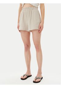 Vero Moda Szorty materiałowe Natali 10279687 Beżowy Baggy Fit. Kolor: beżowy. Materiał: bawełna