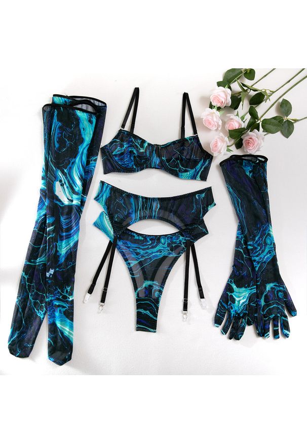 Intica - Komplet bielizny pięcioczęściowy elegancki na wieczór Shafeeka. Kolor: wielokolorowy. Materiał: materiał