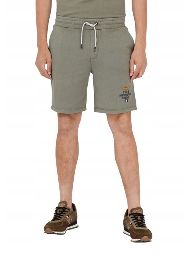 Aeronautica Militare - AERONAUTICA MILITARE Bermudy zielone męskie, Rozmiar XXL. Kolor: zielony. Materiał: dresówka, bawełna. Wzór: haft