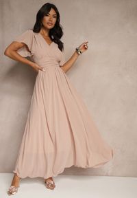 Renee - Ciemnoróżowa Rozkloszowana Sukienka z Kopertowym Dekoltem Obillis. Okazja: na co dzień, na imprezę. Kolor: różowy. Typ sukienki: kopertowe. Styl: elegancki, casual
