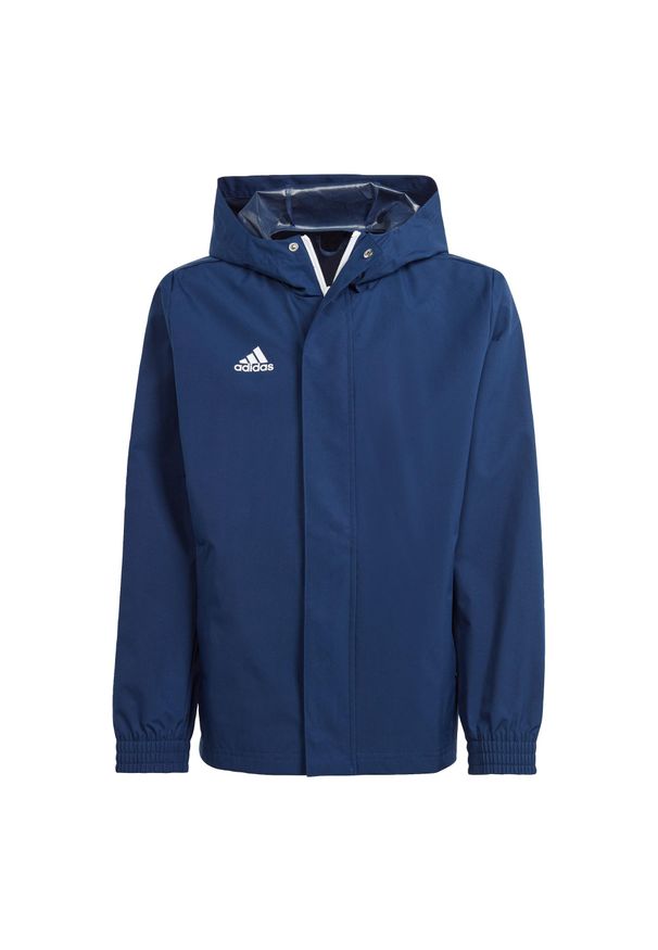 Adidas - Entrada 22 All-Weather Jacket. Kolor: niebieski. Materiał: materiał