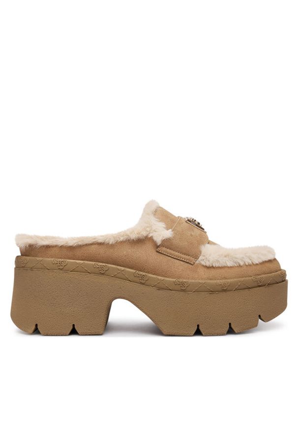 Guess Klapki FLFBRI ESU06 Beżowy. Kolor: beżowy. Materiał: skóra, zamsz