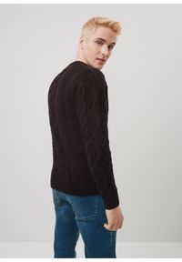 Ochnik - Czarny sweter męski. Okazja: na co dzień. Kolor: czarny. Materiał: akryl. Długość: długie. Wzór: aplikacja. Styl: casual #2