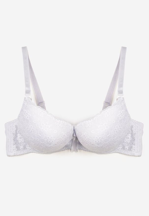 Renee - Biały Biustonosz z Efektem Push Up z Delikatną Koronką Xilemia. Kolor: biały. Materiał: koronka. Rodzaj stanika: push-up. Wzór: koronka