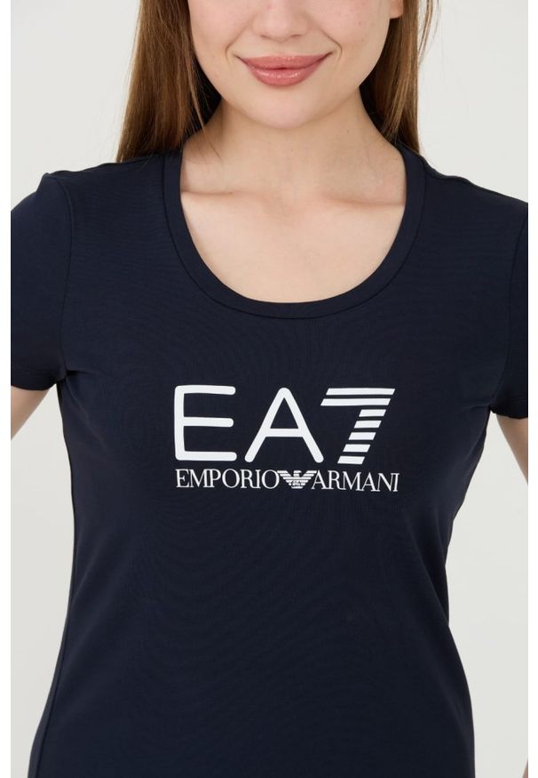 EA7 Emporio Armani - EA7 Granatowy damski t-shirt, Rozmiar XL. Kolor: niebieski