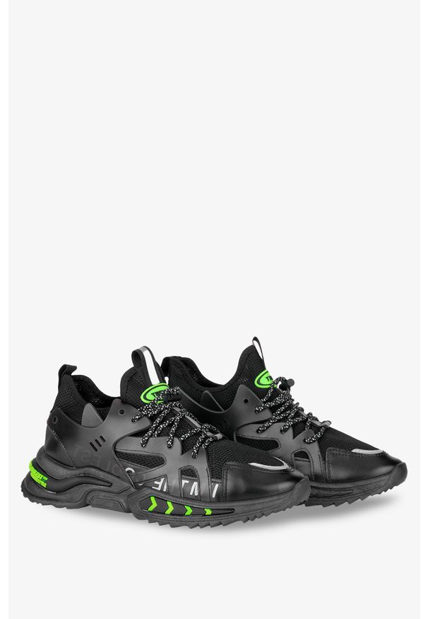 Casu - Czarne buty sportowe sznurowane casu 9-11-21-b. Kolor: czarny