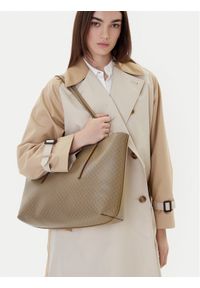 Calvin Klein Torebka Emblem Aop Tote W/ Pouch LV04F3266G Beżowy. Kolor: beżowy. Materiał: skórzane #1