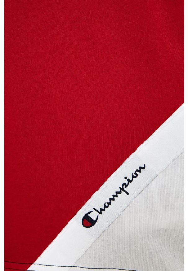 Champion T-shirt bawełniany dziecięcy kolor granatowy wzorzysty. Okazja: na co dzień. Kolor: niebieski. Materiał: bawełna. Wzór: aplikacja. Styl: casual