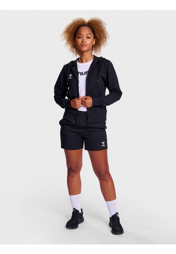 Bluza sportowa bawełniana z kapturem Hummel GO 2.0 Zip Hoodie Woman r. XSBluza s. Typ kołnierza: kaptur. Kolor: czarny. Materiał: bawełna
