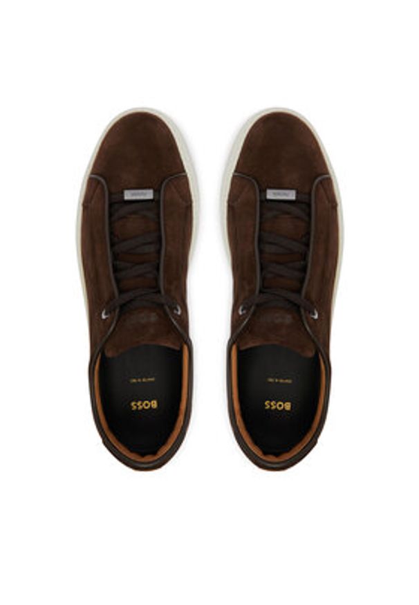 BOSS Sneakersy GaryTenn 50534292 Brązowy. Kolor: brązowy. Materiał: skóra, zamsz