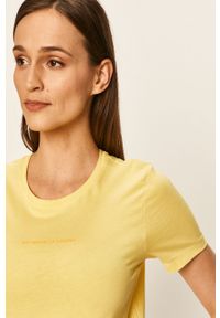 Jacqueline de Yong - T-shirt. Okazja: na co dzień. Kolor: żółty. Materiał: bawełna, dzianina. Wzór: nadruk. Styl: casual #2