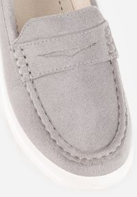 Born2be - Szare Mokasyny na Platformie z Imitacji Zamszu Nossabel. Kolor: szary. Materiał: zamsz. Obcas: na platformie #9