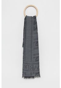 Trussardi Jeans - Trussardi Szal z domieszką wełny kolor szary wzorzysty. Kolor: szary. Materiał: wełna #1