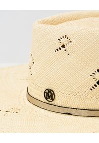 MAISON MICHEL PARIS - Beżowy kapelusz Brune. Kolor: beżowy. Materiał: materiał. Wzór: aplikacja