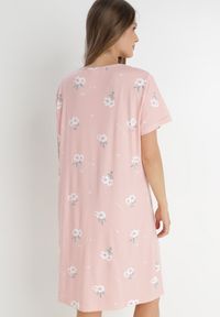 Born2be - Różowa Koszula Nocna Namathra. Kolor: różowy. Materiał: tkanina, bawełna. Długość: krótkie. Wzór: kwiaty #3