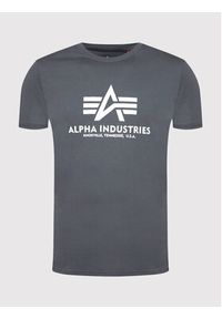 Alpha Industries T-Shirt Basic Reflective Print 100501RP Szary Regular Fit. Kolor: szary. Materiał: bawełna. Wzór: nadruk