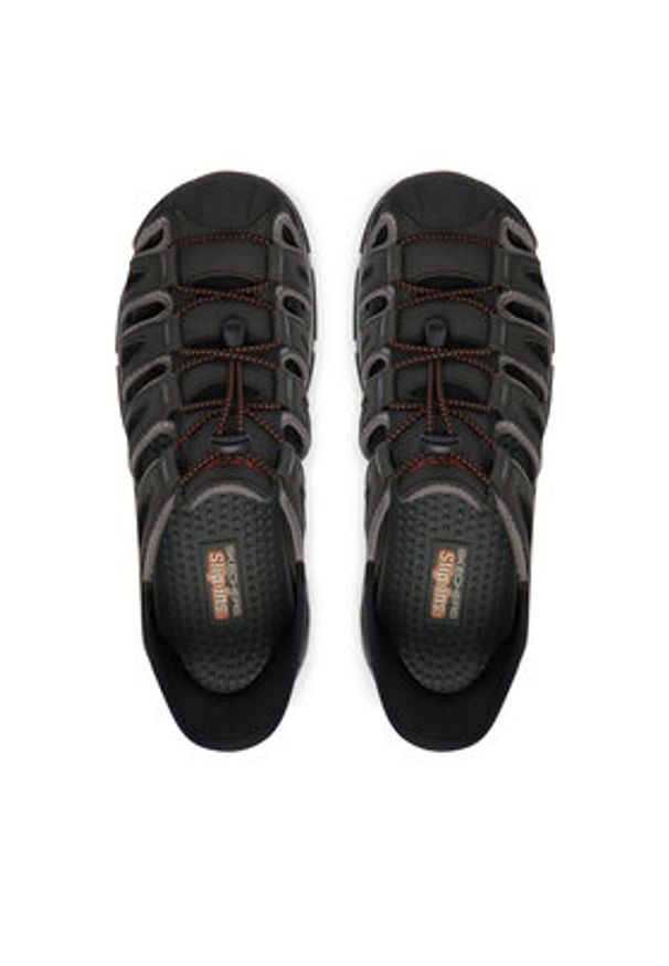 skechers - Skechers Sandały Tresmen 205187/BLK Czarny. Kolor: czarny. Materiał: skóra