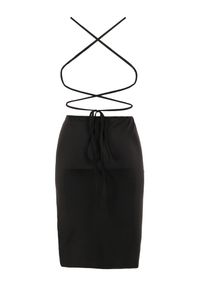 Born2be - Czarna Sukienka Sagethis. Kolor: czarny. Materiał: wiskoza. Długość rękawa: na ramiączkach. Wzór: gładki, jednolity. Typ sukienki: dopasowane. Długość: mini