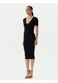 Elisabetta Franchi Sukienka dzianinowa AM-53S-51E2 Czarny Slim Fit. Kolor: czarny. Materiał: wiskoza