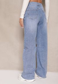 Renee - Jasnoniebieskie Jeansy High Waist o Szerokim Kroju z Dziurami i Przetarciami Nalarieth. Okazja: na co dzień. Stan: podwyższony. Kolor: niebieski. Styl: elegancki, casual #5
