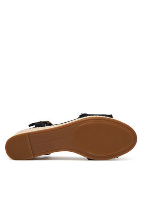 TOMMY HILFIGER - Tommy Hilfiger Sandały Mid Woven Wedge Espad Fringe FW0FW09470 Czarny. Kolor: czarny. Materiał: materiał