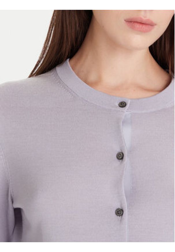 Calvin Klein Kardigan LV044D323G Szary Slim Fit. Kolor: szary. Materiał: wełna