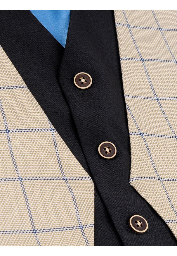 Brązowa kamizelka Ombre Clothing gładkie, klasyczna, z dekoltem w serek
