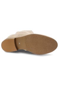 Beżowe Botki Kowbojskie Armodo Modne Buty Damskie. Okazja: na co dzień. Kolor: beżowy. Materiał: skóra. Styl: casual, elegancki #8