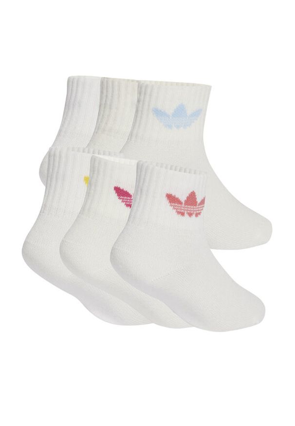 Adidas - adidas Zestaw 6 par wysokich skarpet dziecięcych Kids Sock 6Pp JC8541 Biały. Kolor: biały. Materiał: bawełna, materiał