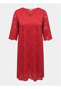ONLY Carmakoma Sukienka koktajlowa Summer 15309315 Czerwony Regular Fit. Kolor: czerwony. Materiał: syntetyk. Styl: wizytowy