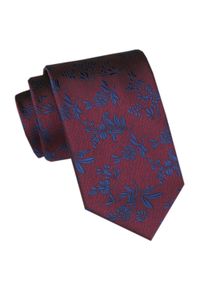 Męski Krawat - Angelo di Monti - Bordo, Motyw Roślinny. Kolor: czerwony. Materiał: tkanina. Styl: elegancki, wizytowy