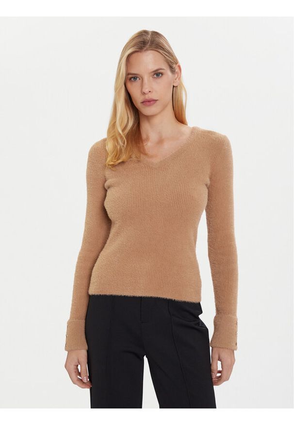 Morgan Sweter 212-MOOVE Brązowy Regular Fit. Kolor: brązowy. Materiał: syntetyk