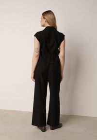 Born2be - Czarny Wiskozowy Komplet w Stylu Safari Spodnie i Bluzka na Suwak z Wiązaniem Iphisei. Kolor: czarny. Materiał: wiskoza #7