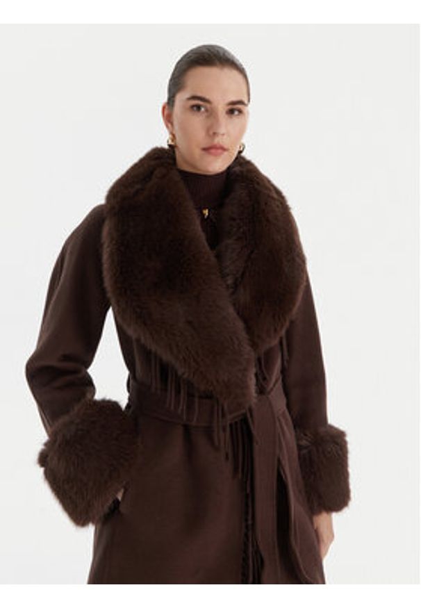 Marciano Guess Płaszcz wełniany 5BGL46 7125A Brązowy Regular Fit. Kolor: brązowy. Materiał: wełna