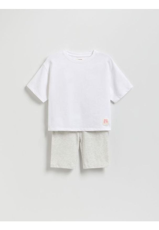 Reserved - Bawełniany komplet - jasnoszary. Kolor: szary. Materiał: bawełna
