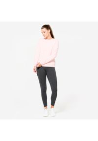 DOMYOS - Legginsy fitness damskie Domyos slim Salto. Kolor: szary. Materiał: materiał, elastan, bawełna. Sport: fitness