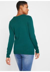 Sweter bożonarodzeniowy "Bałwanek" bonprix głęboki zielony wzorzysty. Kolor: zielony #5