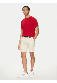TOMMY HILFIGER - Tommy Hilfiger T-Shirt Global Stripe MW0MW38630 Czerwony Regular Fit. Kolor: czerwony. Materiał: bawełna