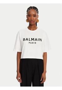Balmain T-Shirt BF1EE020BB02 Biały Relaxed Fit. Kolor: biały. Materiał: bawełna