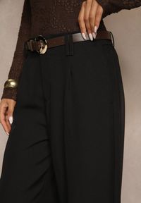 Renee - Czarne Garniturowe Spodnie Wide Leg z Dodatkowym Paskiem Cintriane. Stan: podwyższony. Kolor: czarny. Styl: elegancki #4