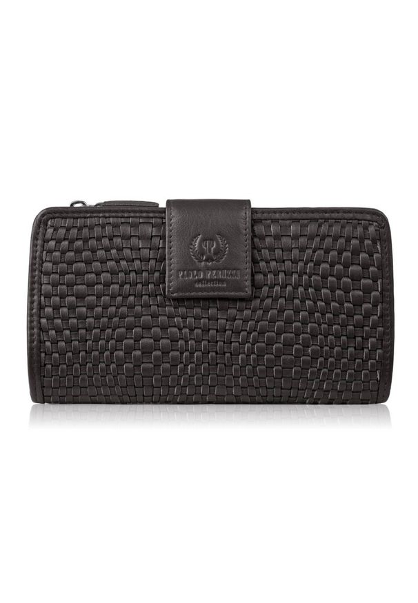 PAOLO PERUZZI - Duży portfel damski ciemnobrązowy handmade z ochroną RFID Paolo Peruzzi AY-08-BR. Kolor: brązowy. Materiał: skóra
