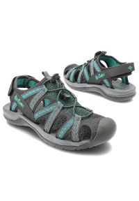 Zielone Sandały Lee Cooper Modne Obuwie Damskie. Okazja: na spacer. Nosek buta: otwarty. Zapięcie: pasek. Kolor: szary. Materiał: materiał. Sezon: lato. Styl: sportowy, elegancki #3