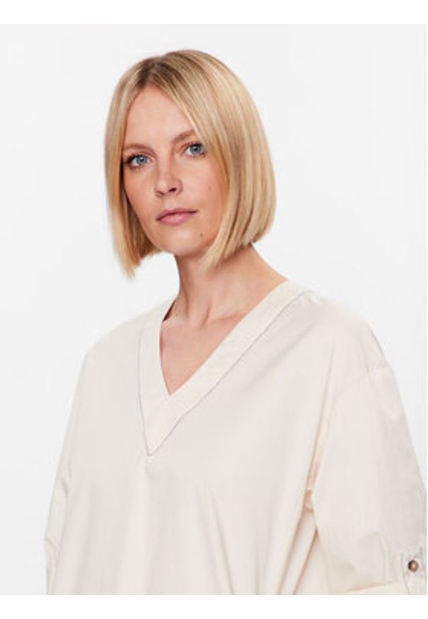 PESERICO - Peserico Sukienka codzienna S02878 Écru Relaxed Fit. Okazja: na co dzień. Materiał: bawełna. Typ sukienki: proste. Styl: casual