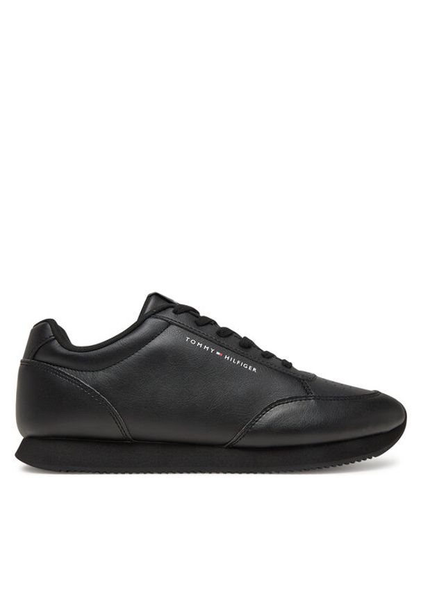 TOMMY HILFIGER - Tommy Hilfiger Sneakersy Lo Runner Pu Mix FM0FM05419 Czarny. Kolor: czarny. Materiał: skóra