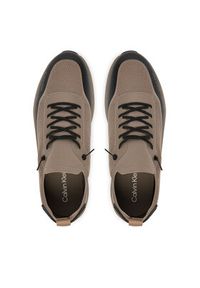 Calvin Klein Sneakersy Chunky Runner Lace Up Sock Knit YM0YM01457 Brązowy. Kolor: brązowy. Materiał: materiał #3