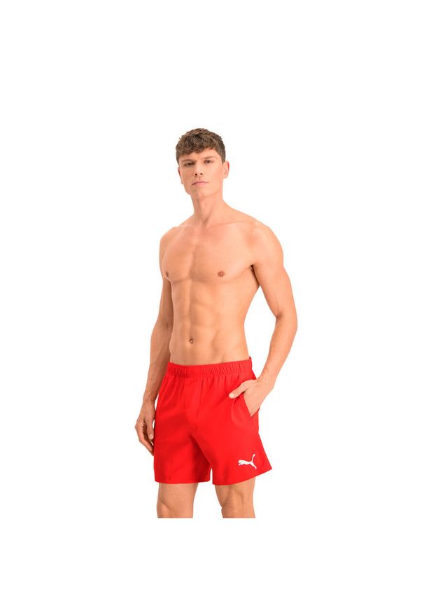 Kąpielówki męskie Puma Mid Shorts. Kolor: czerwony. Materiał: poliester